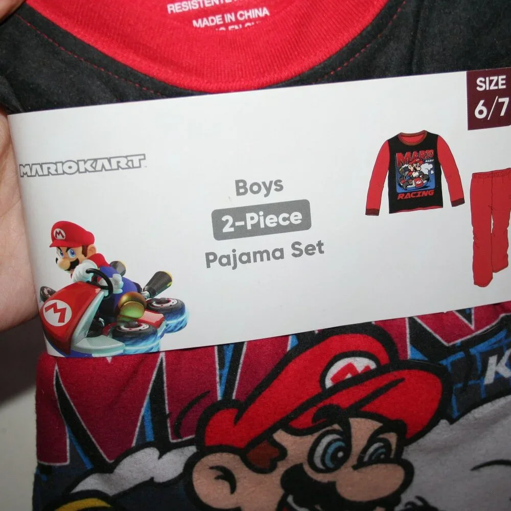 ⭐ NTW MARIO KART PJs BOYS 6 7 PAJAMAS SET SHIRT PANTS GAMER NINTENDO NEW JAMMIES
